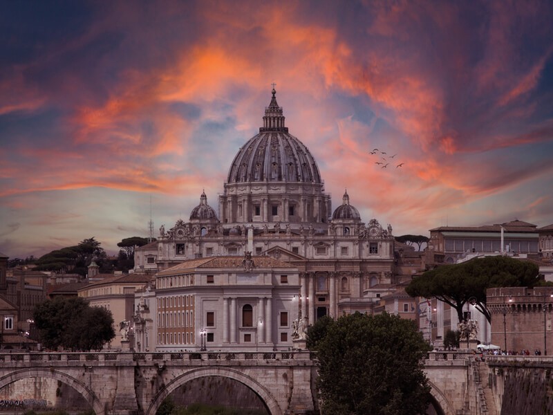 Sunset at San Peter's Basilica