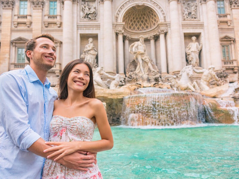 Couple at Trevi Fountain