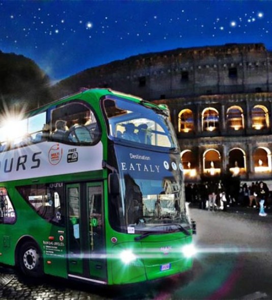 Tour in autobus scoperto di Roma di notte con Destination Eataly