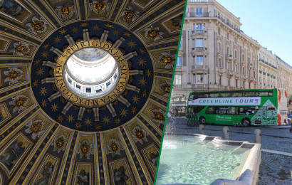 Audioguided Tour of St. Peter’s Basilica and Dome+ ticket 3 pass Hop-on Hop-off panoramic open bus